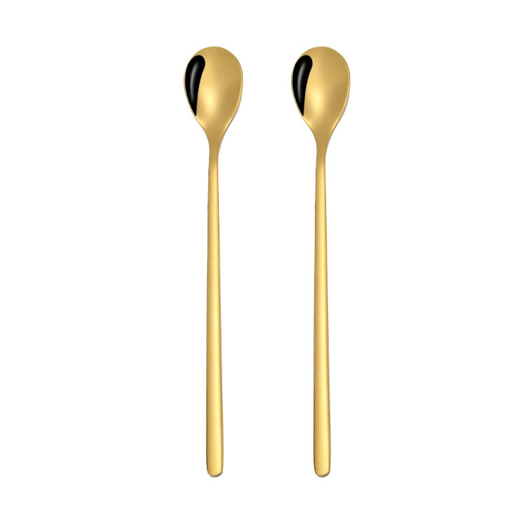 2 PCS Stainless Steel Spoon Creative Coffee Spoon Bar Ice Spoon Gold Plated Long Stirring Spoon, Round Spoon Silver, Pointed Spoon Silver, Square Spoon Silver, Round Spoon Gold, Pointed Spoon Gold, Square Spoon Gold, Round Spoon Rose Gold              ... Round Spoon Gold
