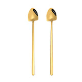 2 PCS Stainless Steel Spoon Creative Coffee Spoon Bar Ice Spoon Gold Plated Long Stirring Spoon, Pointed Spoon Silver, Square Spoon Silver, Round Spoon Gold, Pointed Spoon Gold, Square Spoon Gold, Pointed Spoon Rose Gold, Square Spoon Rose Gold