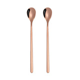 2 PCS Stainless Steel Spoon Creative Coffee Spoon Bar Ice Spoon Gold Plated Long Stirring Spoon, Round Spoon Silver, Pointed Spoon Silver, Square Spoon Silver, Round Spoon Gold, Pointed Spoon Gold, Square Spoon Gold, Round Spoon Rose Gold              ... Round Spoon Rose Gold