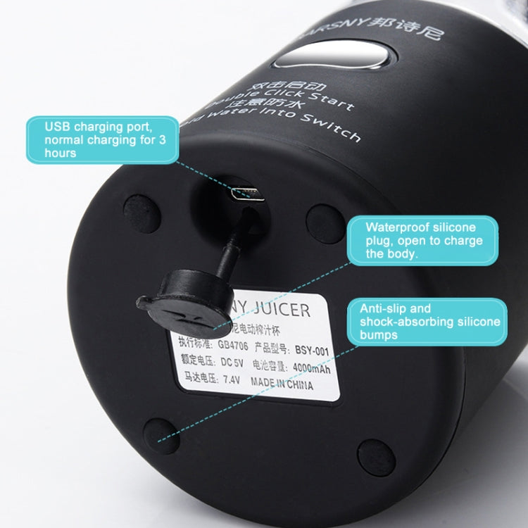 Multifunctional Juicer Rotatory Extractor Cup Portable USB Charge Juicer Blender with 6 Blades, Black, Pink, Blue