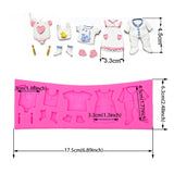 2 PCS Baking Mold Baby Shoes Fondant Cake Mold Kid Clothes Silicone DIY Chocolate West Point Mold, Kid Clothes Shape