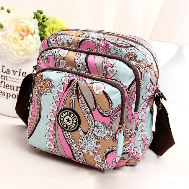 Women Shoulder Bag Waterproof Nylon Handbag Multilayer Crossbody Bag Colorful streamline
