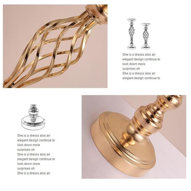 Gold Plated Wrought Iron Candlestick Window Wedding Props Decoration, 40cm, 48cm, 54cm