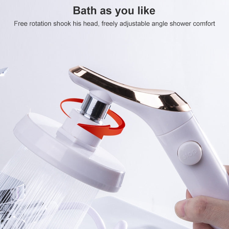 Universal Pressurized One-touch Water Stop Hand Shower Head, White Color Gold, Silver Color Gold