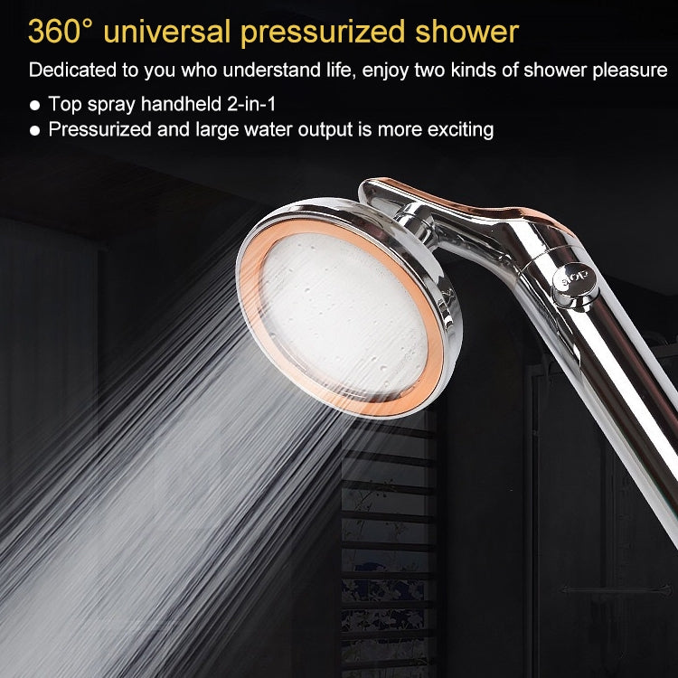 Universal Pressurized One-touch Water Stop Hand Shower Head, White Color Gold, Silver Color Gold