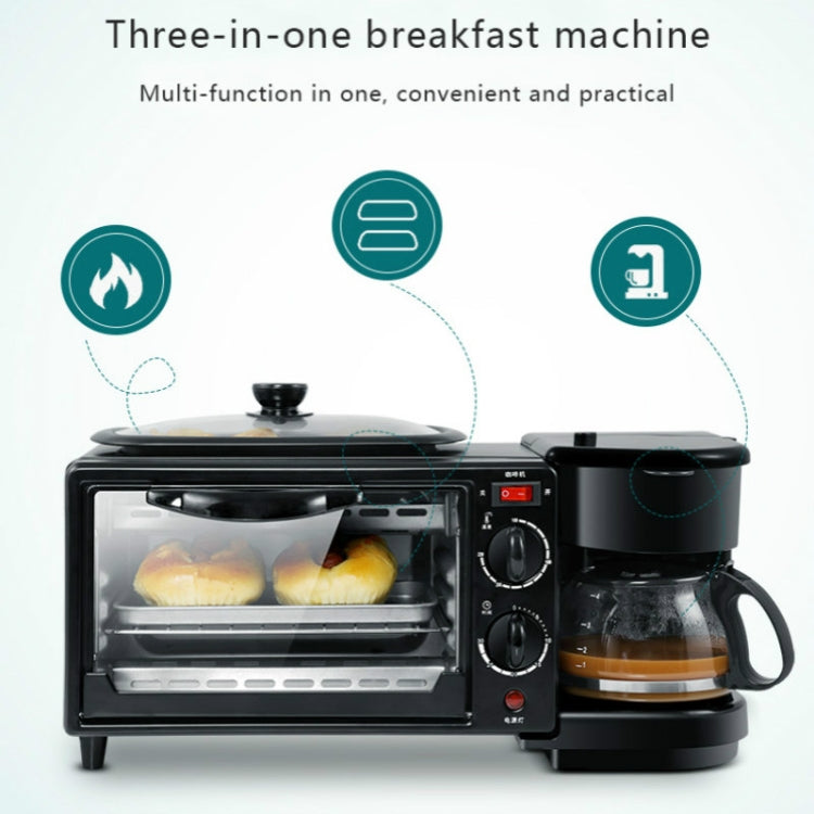 3 in 1 Electric Breakfast Machine Multifunction Coffee Maker + Frying Pan + Mini Oven Household Bread Pizza Oven, 3 in 1 Multifunction Coffee Maker