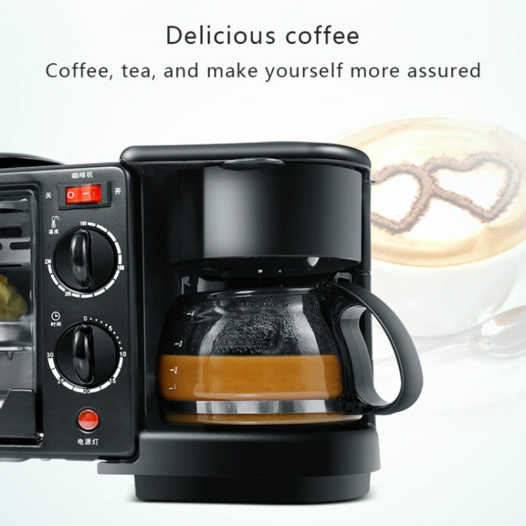 3 in 1 Electric Breakfast Machine Multifunction Coffee Maker + Frying Pan + Mini Oven Household Bread Pizza Oven, 3 in 1 Multifunction Coffee Maker