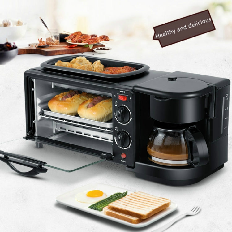 3 in 1 Electric Breakfast Machine Multifunction Coffee Maker + Frying Pan + Mini Oven Household Bread Pizza Oven, 3 in 1 Multifunction Coffee Maker