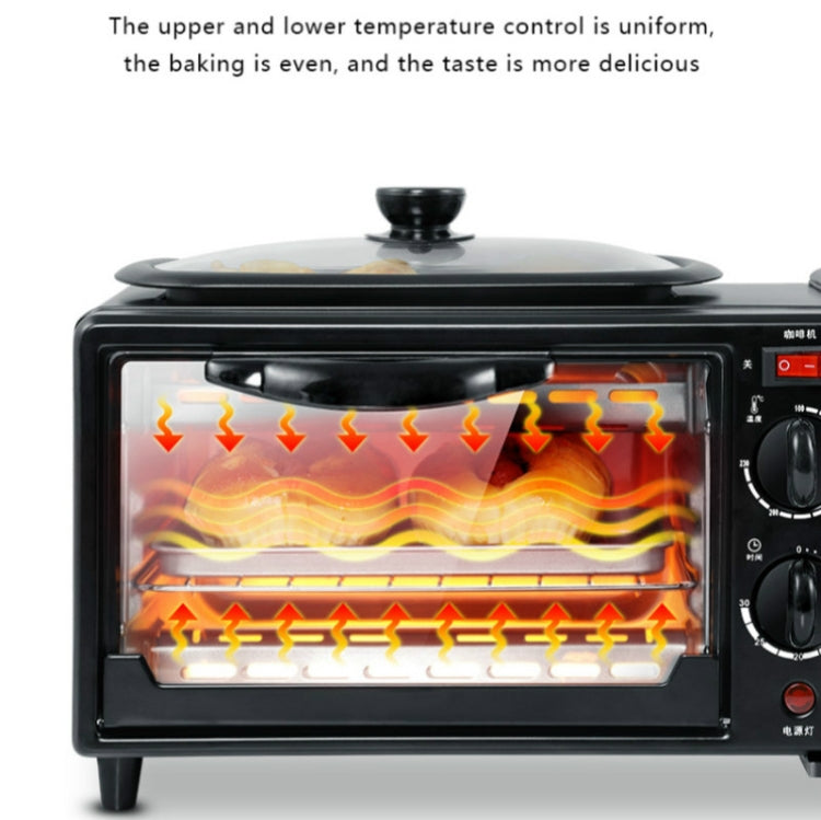 3 in 1 Electric Breakfast Machine Multifunction Coffee Maker + Frying Pan + Mini Oven Household Bread Pizza Oven, 3 in 1 Multifunction Coffee Maker