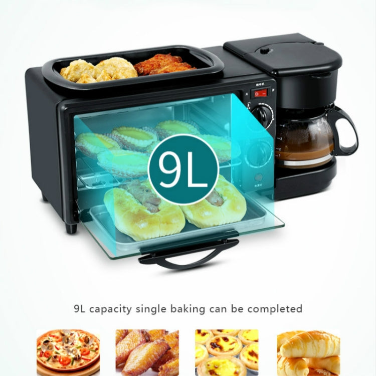 3 in 1 Electric Breakfast Machine Multifunction Coffee Maker + Frying Pan + Mini Oven Household Bread Pizza Oven, 3 in 1 Multifunction Coffee Maker