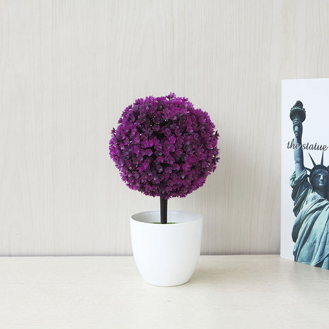 Desktop Simulation Plant Mini Grass Ball Bonsai Decorated Plastic Flower Cherry Blossom Snowball Artificial Flowers