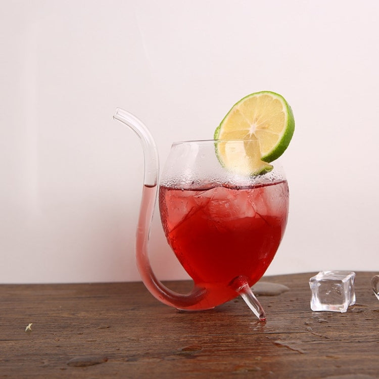 300ML Creative Glass Mug Milk Cup with straw Cold Drink Cup Juice Mug Wine Glass, 300ML Juice Mug