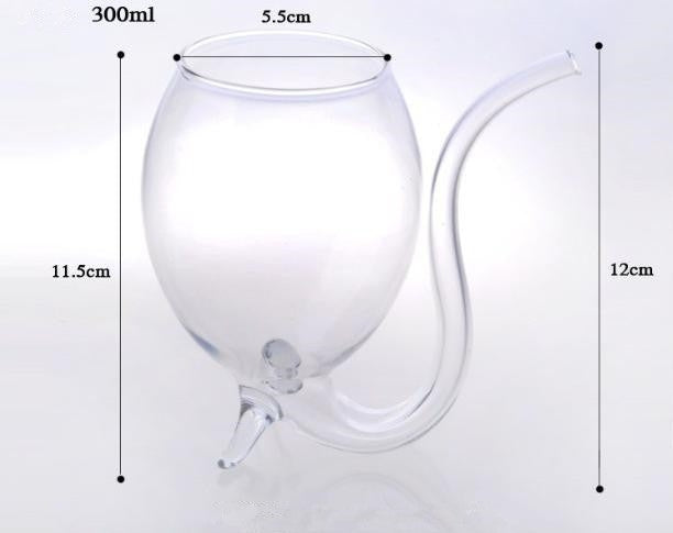 300ML Creative Glass Mug Milk Cup with straw Cold Drink Cup Juice Mug Wine Glass, 300ML Juice Mug