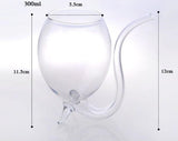300ML Creative Glass Mug Milk Cup with straw Cold Drink Cup Juice Mug Wine Glass, 300ML Juice Mug