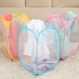 Foldable Pop Up Wash Bag Laundry Basket Bag Hamper Mesh Storage Pueple Dirty Clothes Basket