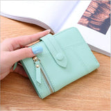 Women Two-folding Wallet Multi-function Clutch Bag Small Wallet, Two-folding Green, Two-folding Black