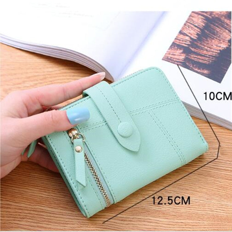 Women Two-folding Wallet Multi-function Clutch Bag Small Wallet, Two-folding Green, Two-folding Black