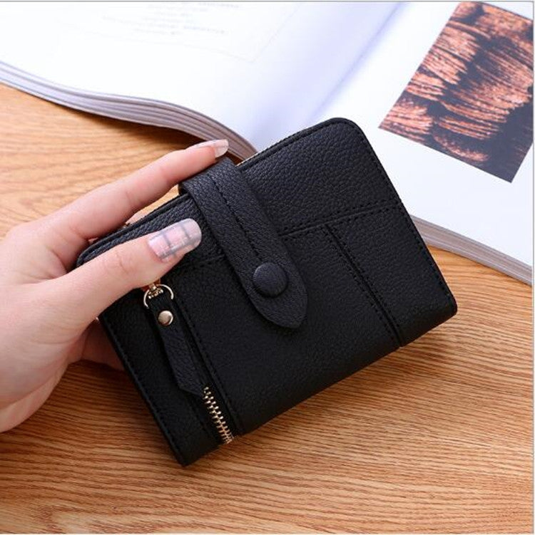 Women Two-folding Wallet Multi-function Clutch Bag Small Wallet, Two-folding Green, Two-folding Black Two-folding Black Black