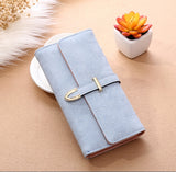 Women Purse Thread Plaid Leather Fashion Design With Polyester Phone Bag Long Slim Ladies Wallet Light blue