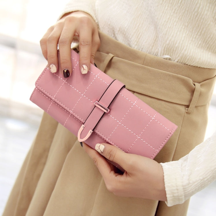 Women Purse Thread Plaid Leather Fashion Design With Polyester Phone Bag Long Slim Ladies Wallet