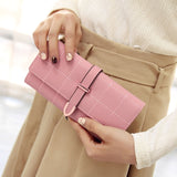 Women Purse Thread Plaid Leather Fashion Design With Polyester Phone Bag Long Slim Ladies Wallet