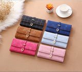 Women Purse Thread Plaid Leather Fashion Design With Polyester Phone Bag Long Slim Ladies Wallet