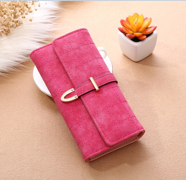 Women Purse Thread Plaid Leather Fashion Design With Polyester Phone Bag Long Slim Ladies Wallet