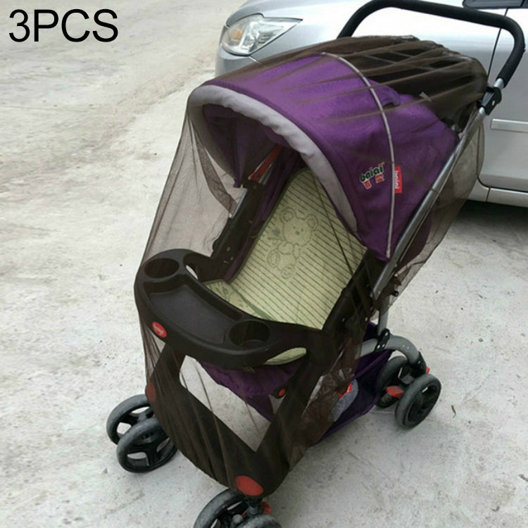 3 PCS 150cm Baby Pushchair Mosquito Insect Shield Net Safe Infants Protection Mesh Stroller Accessories Mosquito Net Coffee