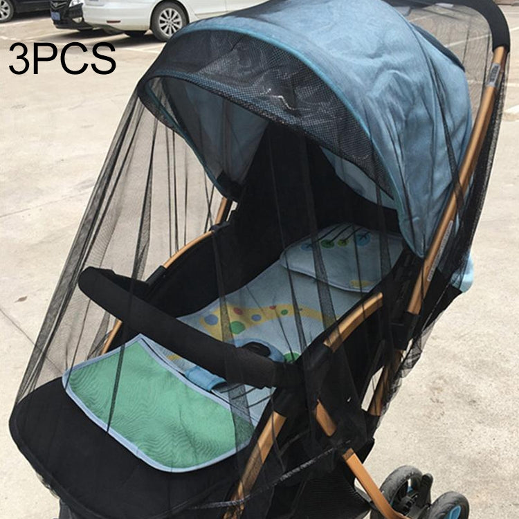 3 PCS 150cm Baby Pushchair Mosquito Insect Shield Net Safe Infants Protection Mesh Stroller Accessories Mosquito Net Black