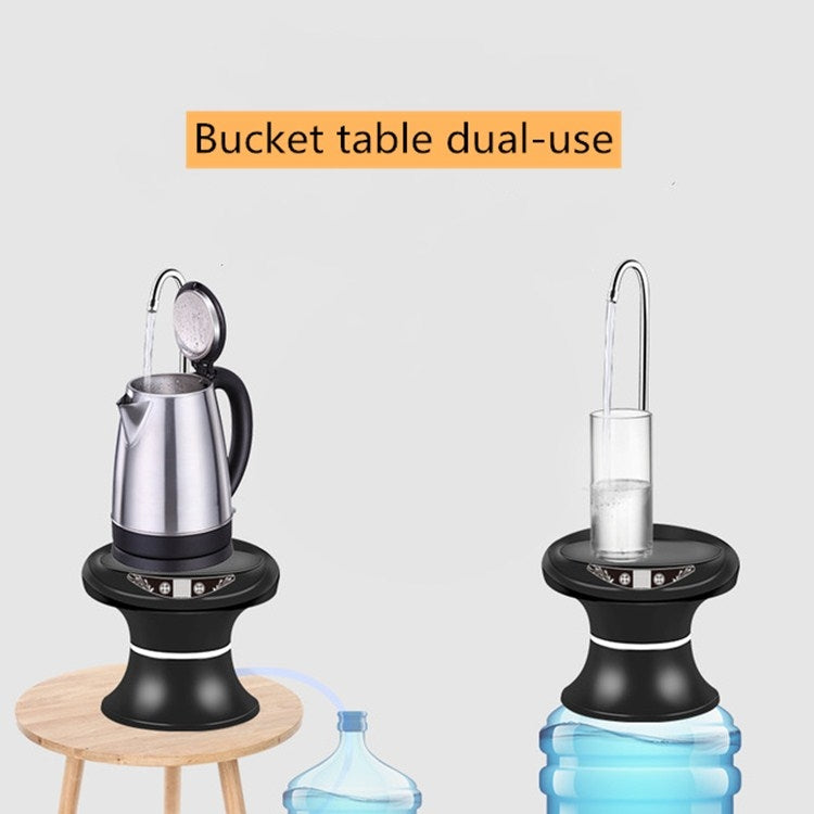 Tray Bucket Water Pump USB Rechargeable Wireless Electric Mineral Water Bucket Automatic Water Dispenser, Black, White