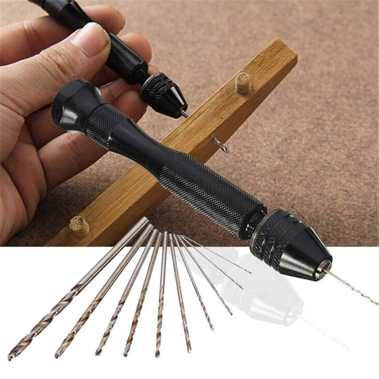 11 In1 Mini Manual Drill With Drill Plastic Walnut Wenwan Punching Tool, 11 In 1 / Set 11 In 1 Set