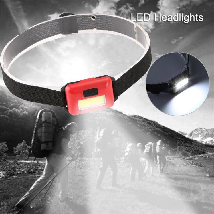 2 PCS Mini COB LED Headlamp Adjustable Camping Torch Lamp Light with 3 Modes, Black, Blue, Red, White