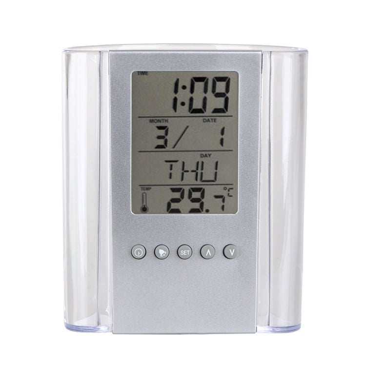 Transparent Desk Clock Pencil Holder Removable Desktop Table Digital Clock Default Title