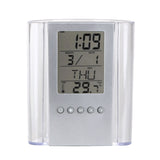 Transparent Desk Clock Pencil Holder Removable Desktop Table Digital Clock Default Title