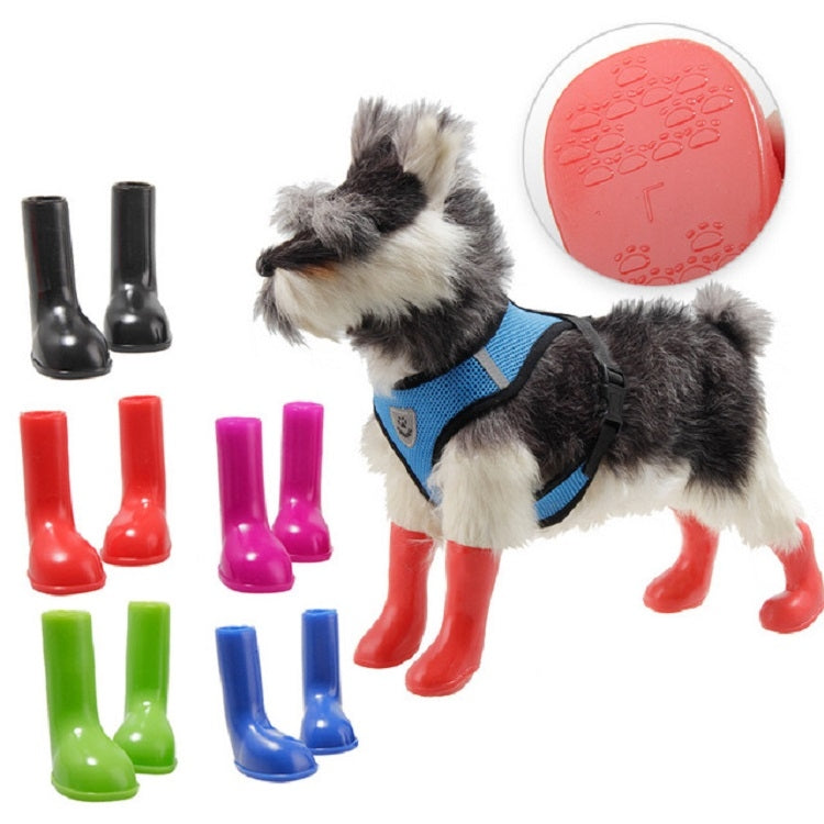 4 PCS/Set Pet Rain Boots Waterproof Non-slip Dog Shoes, S, M, L