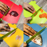 4 in 1 Classified Cutting Board Multifunctional Household Plastic Fruit Cutting Board Set, 4 in 1 Square