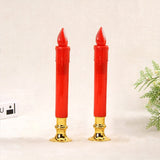 2 PCS Artificial Long Candle Light Plastic Electronic Candle Red Shell Red Light