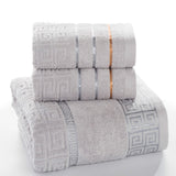 3 PCS Plaid Cotton Towel Bath Set Dark Gray