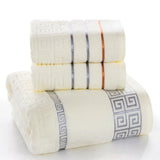 3 PCS Plaid Cotton Towel Bath Set Milky