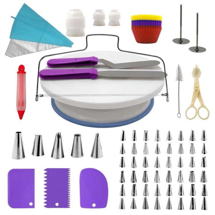 106 in 1 Cake Turntable Set Stainless Steel Decorating Mouth Cake Decorating Baking Tool, 106 PCS/Set Purple, 106 PCS/Set Blue 106 PCS Set Purple Purple