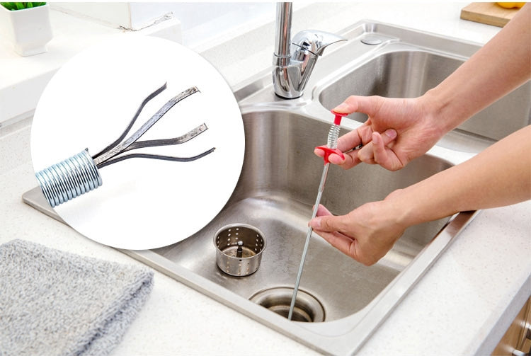 Metal Wire Brush Hand Kitchen Sink Cleaning Hook Sewer Dredging Device, 60cm
