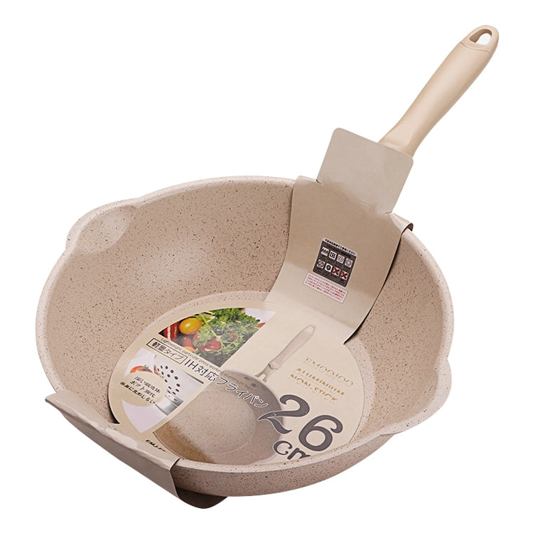 Thick Bottom Maifan Stone Household Small Frying Pan Non Stick Pan Deep Frying Pan, 20cm Black Without Cover, 20cm Beige Without Cover, 24cm Black Without Cover, 24cm Beige Without Cover, 26cm Black Without Cover, 26cm Beige Without Cover              ... 26cm Beige Without Cover