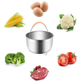 Stainless Steel Steaming Basket Plug-in Silicone Handle Pressure Cooker Steamer Kitchen Cooker Accessories, 3 Quarts, 6 Quarts, 8 Quarts
