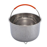 Stainless Steel Steaming Basket Plug-in Silicone Handle Pressure Cooker Steamer Kitchen Cooker Accessories, 3 Quarts, 6 Quarts, 8 Quarts