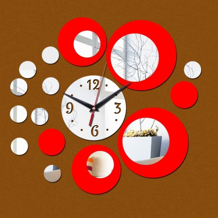 3D Stereo Decorative Clock Acrylic Digital Mirror Wall Sticker Wall Clock Silver Red