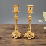 Two PCS/Set Sapphire Single Candle Light Dinner Candle Holder Decoration Wedding Candle Holder, 7.6X7.6X10cm, 7.6X7.6X18.8cm 7.6X7.6X18.8cm Gold