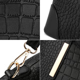2 in 1 Vintage Messenger Bags Shoulder Handbag Women Crocodile Pattern Composite Bag Leather Wallet