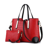 2 in 1 Vintage Messenger Bags Shoulder Handbag Women Crocodile Pattern Composite Bag Leather Wallet