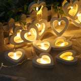 1.2m 10 LEDs Wooden Heart Christmas Party Outdoor Indoor Heart Decoration String Light Default Title