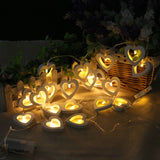 1.2m 10 LEDs Wooden Heart Christmas Party Outdoor Indoor Heart Decoration String Light